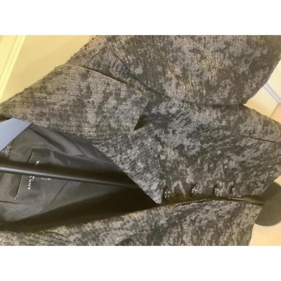 Ann Taylor Grey Black Buttonfront Textured Boucle Blazer Jacket Small Office - Picture 2 of 4